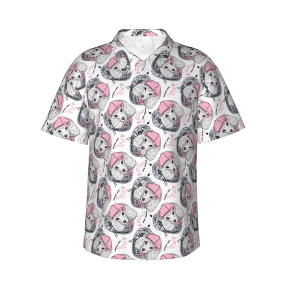 Fotbe Poodle Dog Hawaiian Shirt for Men Unisex Summer Beach Casual Short Sleeve Cotton Linen Button Down Shirts-Medium