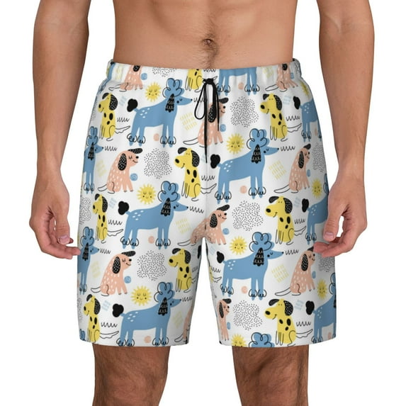 Fotbe Poodle Dog Men’s Swim Trunks Quick Dry Swim Shorts Board Shorts with Mesh Lining-X-Large
