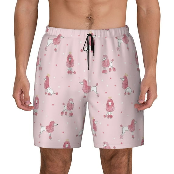 Fotbe Poodle Dog Men’s Swim Trunks Quick Dry Swim Shorts Board Shorts with Mesh Lining-X-Large