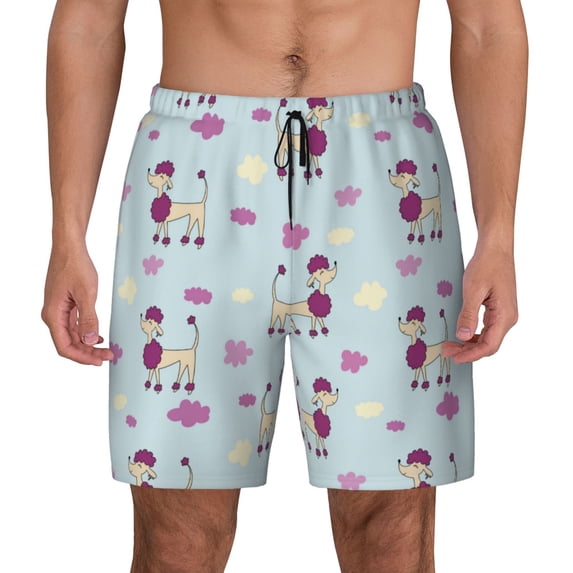 Fotbe Poodle Dog Men’s Swim Trunks Quick Dry Swim Shorts Board Shorts with Mesh Lining-XX-Large