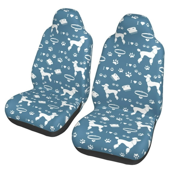 Fotbe Poodle Dog Pattern Automotive Seat Covers for Cars Trucks and SUVs – Car Seat Covers for Front Seats,Protective Seat Covers,Vehicle Seat Covers, Set of 2