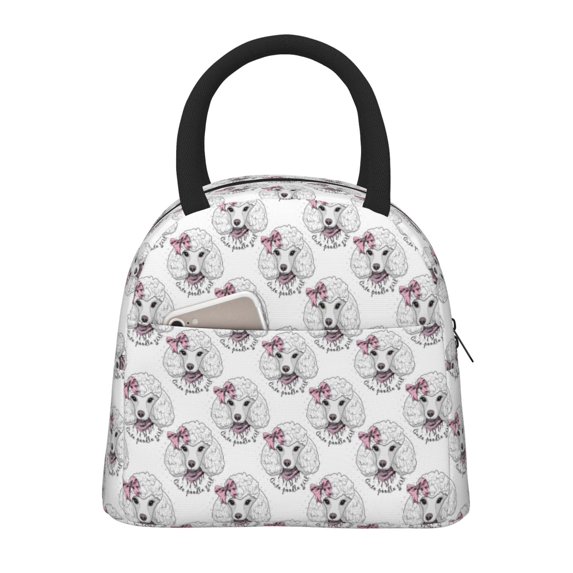 Fotbe Poodle Dog Pattern Lunch Bag, Insulated Lunch Box, Small Leakproof Cooler Food Lunch Containers Reusable High Capacity Lunch Tote Bags for Work, Travel, Outdoor