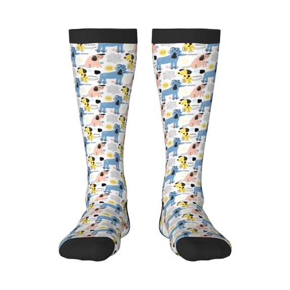 Fotbe Poodle Dog print Women's Men's Novelty Crew Socks Cotton Socks Knee High Socks for Walking,Running,Nurses,Pregnancy
