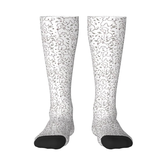 Fotbe Poodle Dog print Women's Men's Novelty Crew Socks Cotton Socks Knee High Socks for Walking,Running,Nurses,Pregnancy