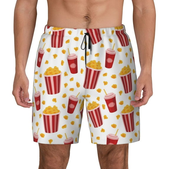 Fotbe Popcorn Men’s Swim Trunks Quick Dry Swim Shorts Board Shorts with Mesh Lining-3X-Large