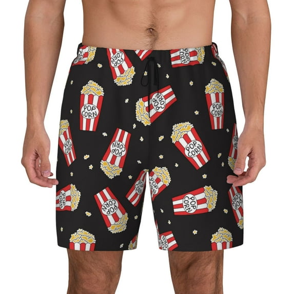 Fotbe Popcorn Men’s Swim Trunks Quick Dry Swim Shorts Board Shorts with Mesh Lining-Small