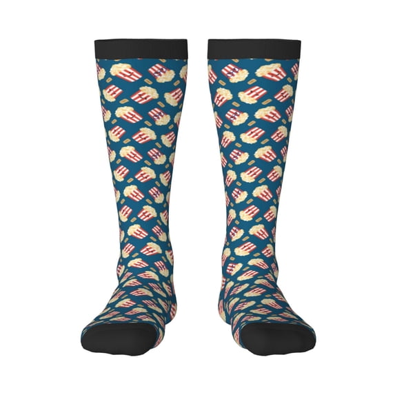 Fotbe Popcorn With Glasses print Women's Men's Novelty Crew Socks Cotton Socks Knee High Socks for Walking,Running,Nurses,Pregnancy