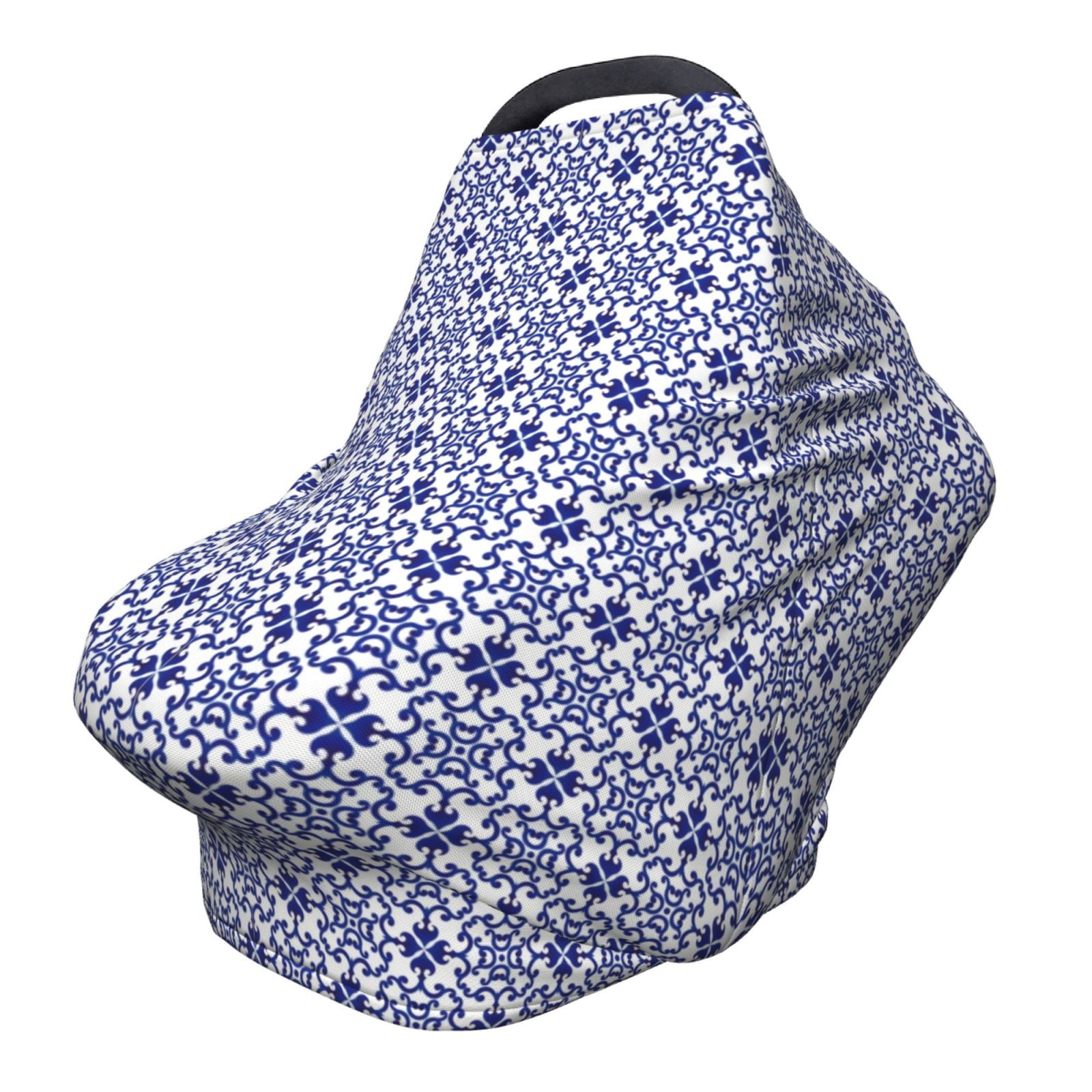 Fotbe Porcelain Chinaware Pattern Car Seat Covers for Babies, Nursing Breastfeeding Cover Infant Carseat Canopy, Soft Stretchy Carrier Cover