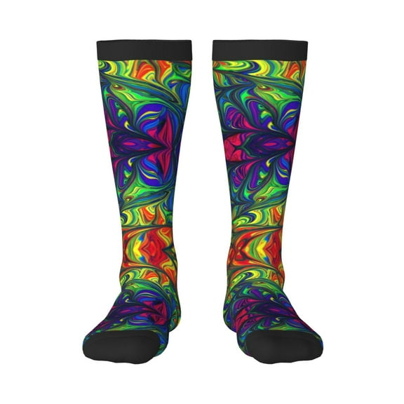 Fotbe Pride Rainbow print Women's Men's Novelty Crew Socks Cotton Socks Knee High Socks for Walking,Running,Nurses,Pregnancy