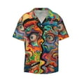 thumbnail image 1 of Fotbe Psychedelic Faces Colorful print Short Sleeve Button Down Shirts for Men Casual Summer Beach Wrinkle Free Shirt-Small, 1 of 7