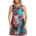 thumbnail image 1 of Fotbe Psychedelic Hairless Cat Pattern Women’s Summer Tank Midi Dress – Sleeveless A-Line Dress, Floral T-Shirt Dress, Casual Flowing Beach Sundress, 1 of 7