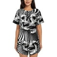 thumbnail image 1 of Fotbe Psychedelic Skull Illusion Art Print Pajama Set for Women 2 Piece Loungewear Short Sleeve Tops and Shorts Set Soft Sleepwear-Small, 1 of 7