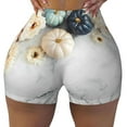 thumbnail image 1 of Fotbe Pumpkin And White Marble Seamless Shorts, Womens Workout Shorts High Waist Stretch Booty Short for Gym/Yoga/Running/Biking-XX-Large, 1 of 9