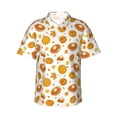 thumbnail image 1 of Fotbe Pumpkin Maple Leaves Hawaiian Shirt for Men Unisex Summer Beach Casual Short Sleeve Cotton Linen Button Down Shirts-XX-Large, 1 of 5