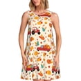 thumbnail image 1 of Fotbe Pumpkins On Red Car And Tractor Pattern Women’s Summer Tank Midi Dress – Sleeveless A-Line Dress, Floral T-Shirt Dress, Casual Flowing Beach Sundress, 1 of 7