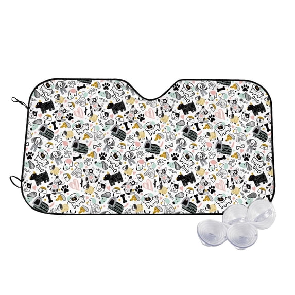 Fotbe Puppy Car Windshield Sunshade | Sun Visor Protector Front Window Shade, Keeps Out UV Rays, Keeps Your Vehicle Cool-Medium