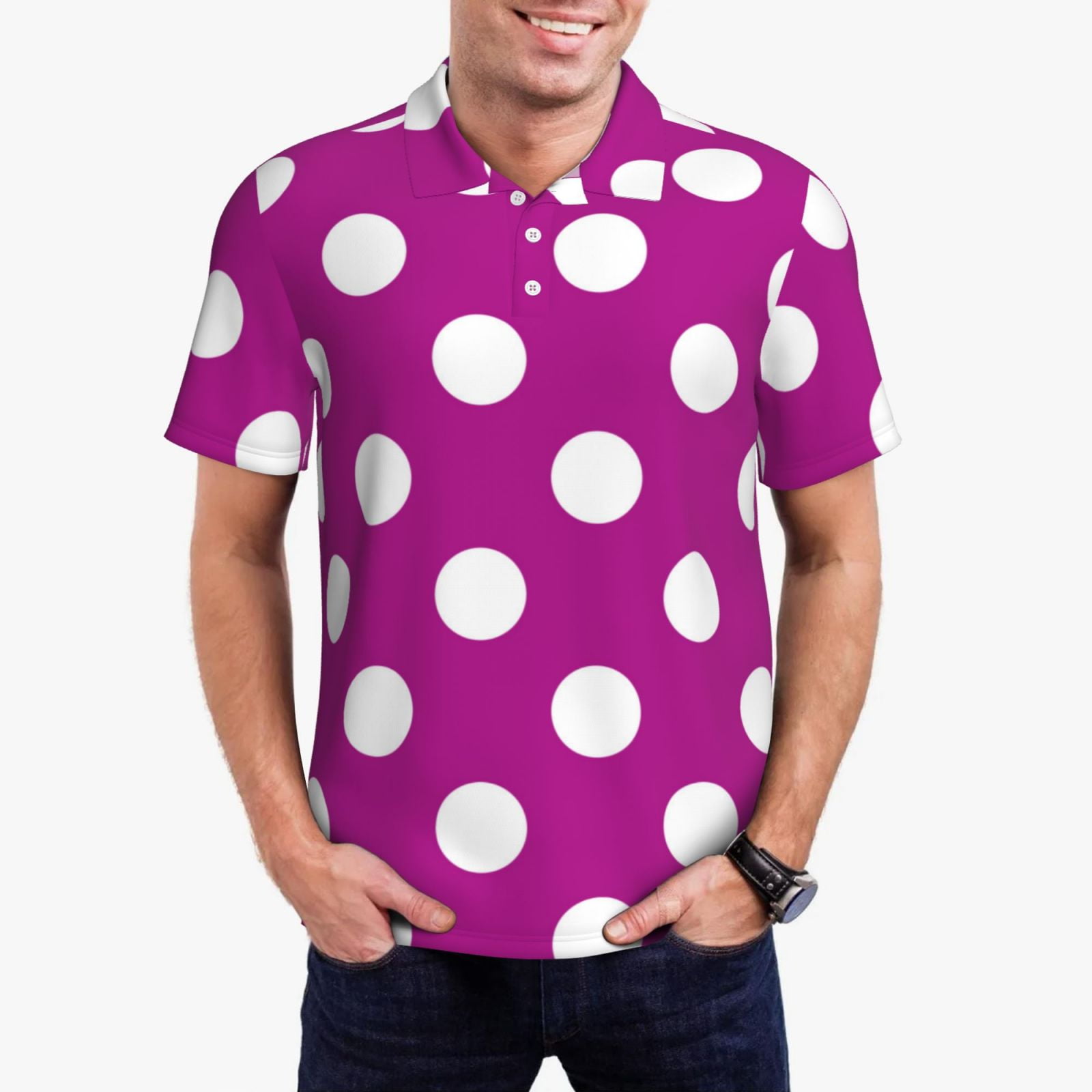 Black And White Polka Dot Women's Golf Shirts