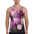 thumbnail image 1 of Fotbe Purple And Pink Tulip Bouquet Pattern Men's Quick Dry Workout Tank Top Gym Muscle Tee Fitness Bodybuilding Sleeveless T Shirt Breathable Workout Shirt-Small, 1 of 9