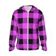 thumbnail image 1 of Fotbe Purple Black Buffalo Plaid Men's Women's UPF 50+ Sun Protection Jacket Hooded Cooling Shirt with Pockets Hiking Outdoor Performance-Small, 1 of 9