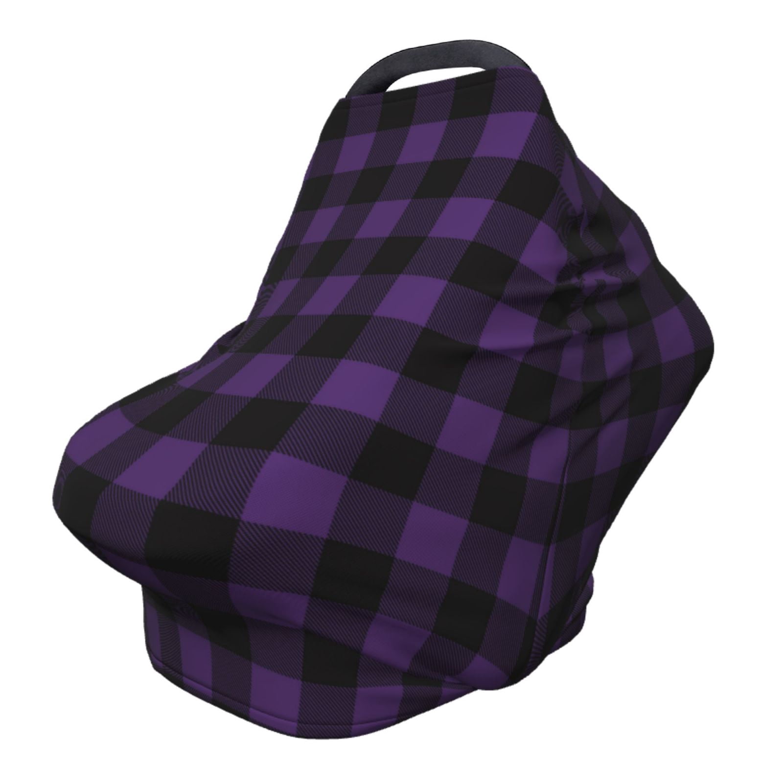 Fotbe Purple Black Plaid Pattern Car Seat Covers for Babies, Nursing Breastfeeding Cover Infant Carseat Canopy, Soft Stretchy Carrier Cover