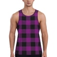thumbnail image 1 of Fotbe Purple Black Plaid Pattern Men's Quick Dry Workout Tank Top Gym Muscle Tee Fitness Bodybuilding Sleeveless T Shirt Breathable Workout Shirt-Medium, 1 of 9