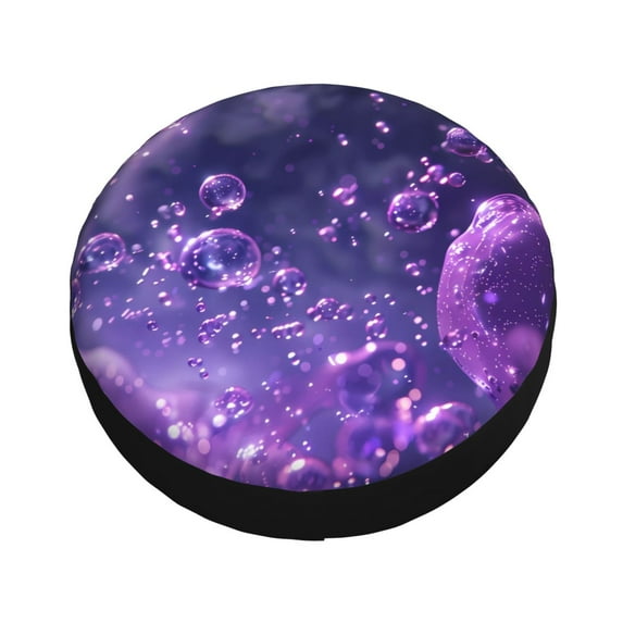 Fotbe Purple Bubble Abstract Art Spare Tire Cover Thickening Universal Fit for Jeep, Trailer, RV, SUV, Truck, Tough Tire Wheel Soft Cover-14 inch