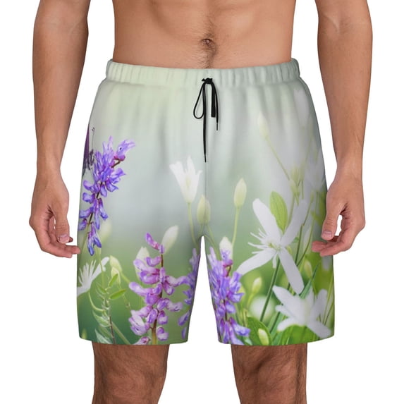 Fotbe Purple Butterfly On Wild Men’s Swim Trunks Quick Dry Swim Shorts Board Shorts with Mesh Lining-XX-Large