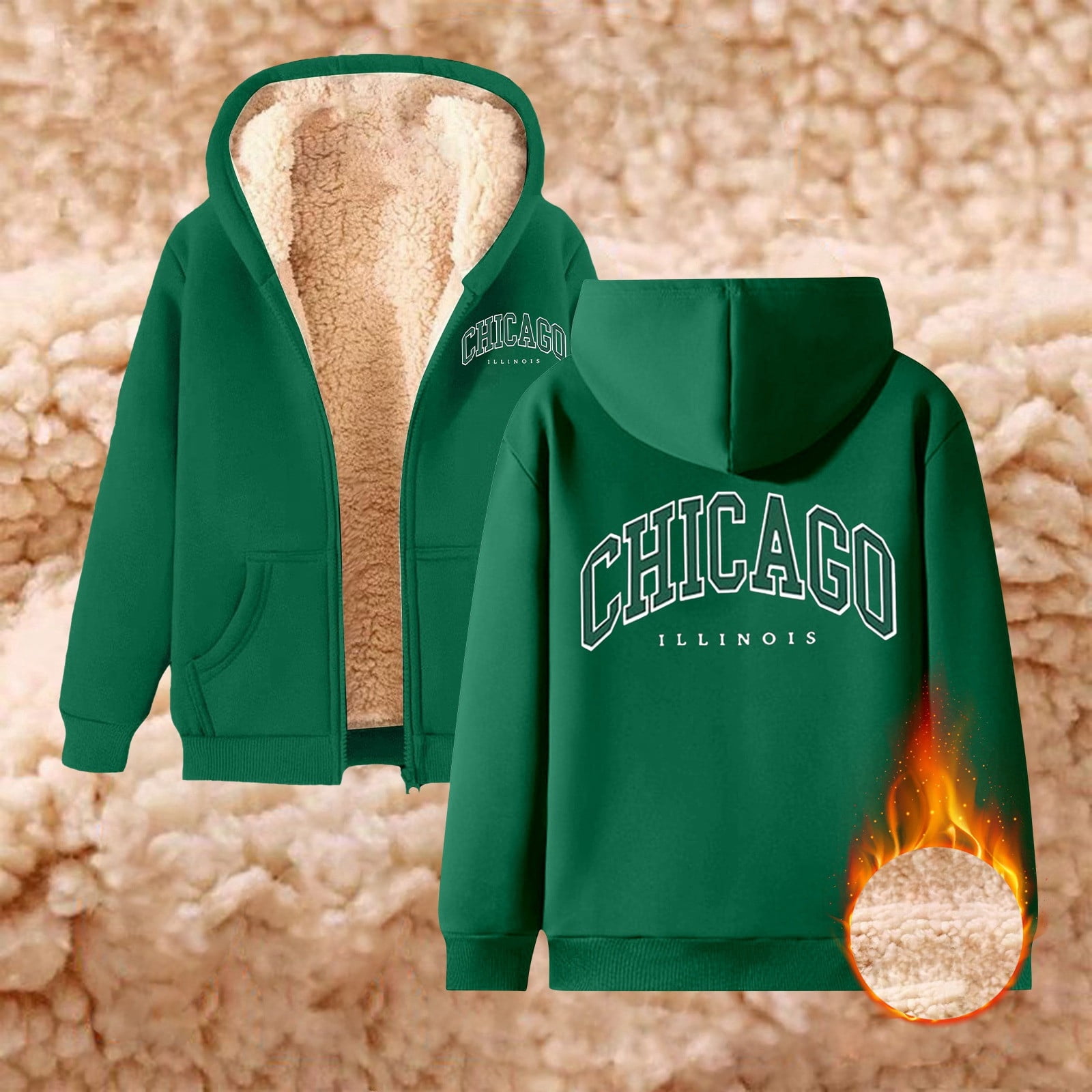 Men's And Women's Sports Winter Casual Same Style Autumn And Winter Fashion Same Style Casual Printed Sports Winter Coat With Zipper Hooded Sweatshirt With Pocket Long Sweatshirts Leggings Women's Zip
