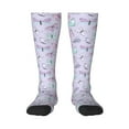 thumbnail image 1 of Fotbe Purple Butterfly print Women's Men's Novelty Crew Socks Cotton Socks Knee High Socks for Walking,Running,Nurses,Pregnancy, 1 of 9