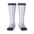 thumbnail image 1 of Fotbe Purple Checkboard print Women's Men's Novelty Crew Socks Cotton Socks Knee High Socks for Walking,Running,Nurses,Pregnancy, 1 of 9