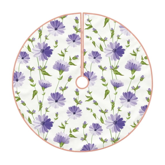 Fotbe Purple Chicory Pattern Christmas Tree Skirt, Tree Skirts Plush Christmas Decorations, Christmas Tree Skirts Xmas Decorations Holiday Party Decor-36"