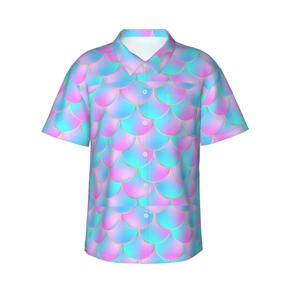 Fotbe Purple Dragon Scales Hawaiian Shirt For Men Unisex Summer Beach Casual Short Sleeve Cotton Linen Button Down Shirts-3x-Large
