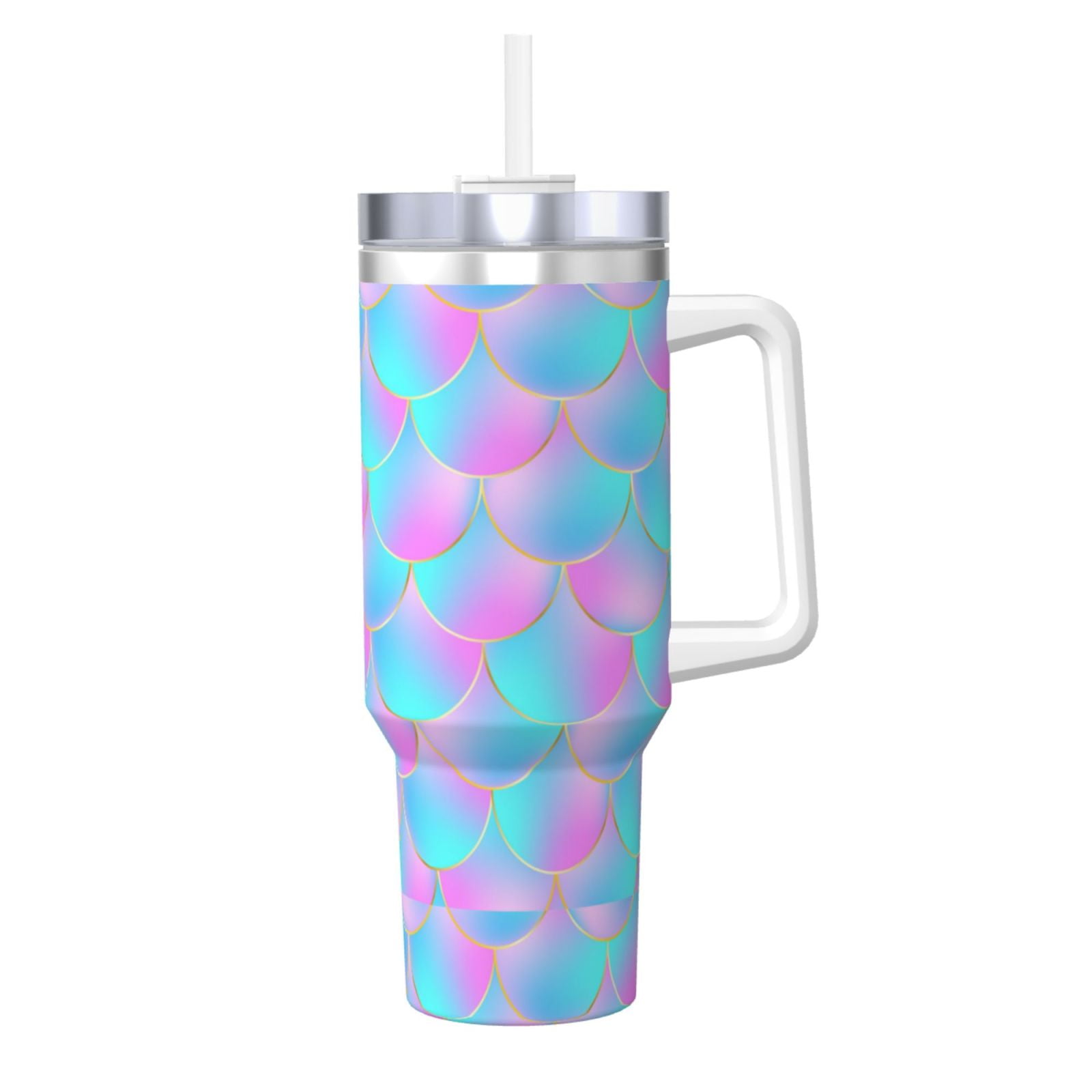 Fotbe Purple Dragon Scales Pattern 40oz Ice Bully With Handle And Straw ...