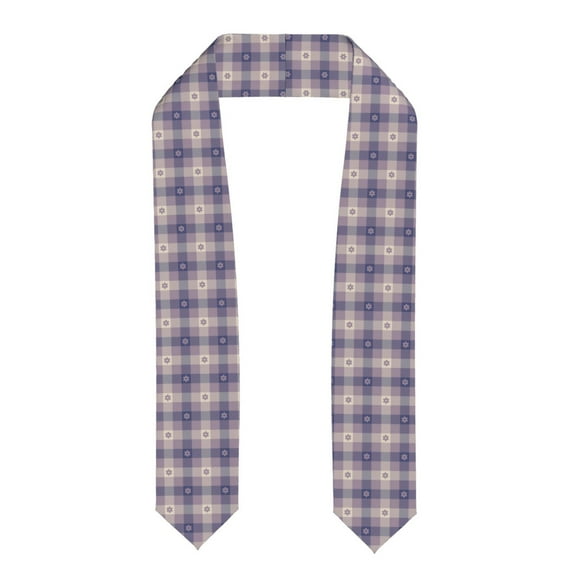 Fotbe Purple Floral Gingham Check Plaid Printed Class of 2024 Graduation Stole