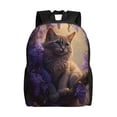 thumbnail image 1 of Fotbe Purple Flower Lazy Cat Travel Laptop Backpack, Business Slim Sturdy Laptops Backpack, Water Resistant College School Computer Bag Gift for Men & Women Fits 15.6 Inch Notebook, 1 of 8
