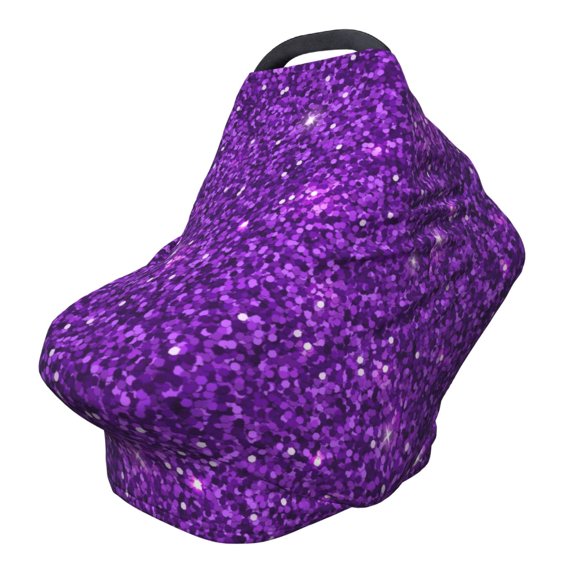 Fotbe Purple Glitter Pattern Car Seat Covers for Babies, Nursing Breastfeeding Cover Carseat Canopy, Soft Stretchy Carrier Cover