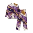 thumbnail image 1 of Fotbe Purple Gold Marble Swirls Pattern Long Sleeve Pajama Set for Men,Sleepwear Set,2-piece Loungewear Set,Soft PJs Comfy Nightwear with Pockets-Large, 1 of 7