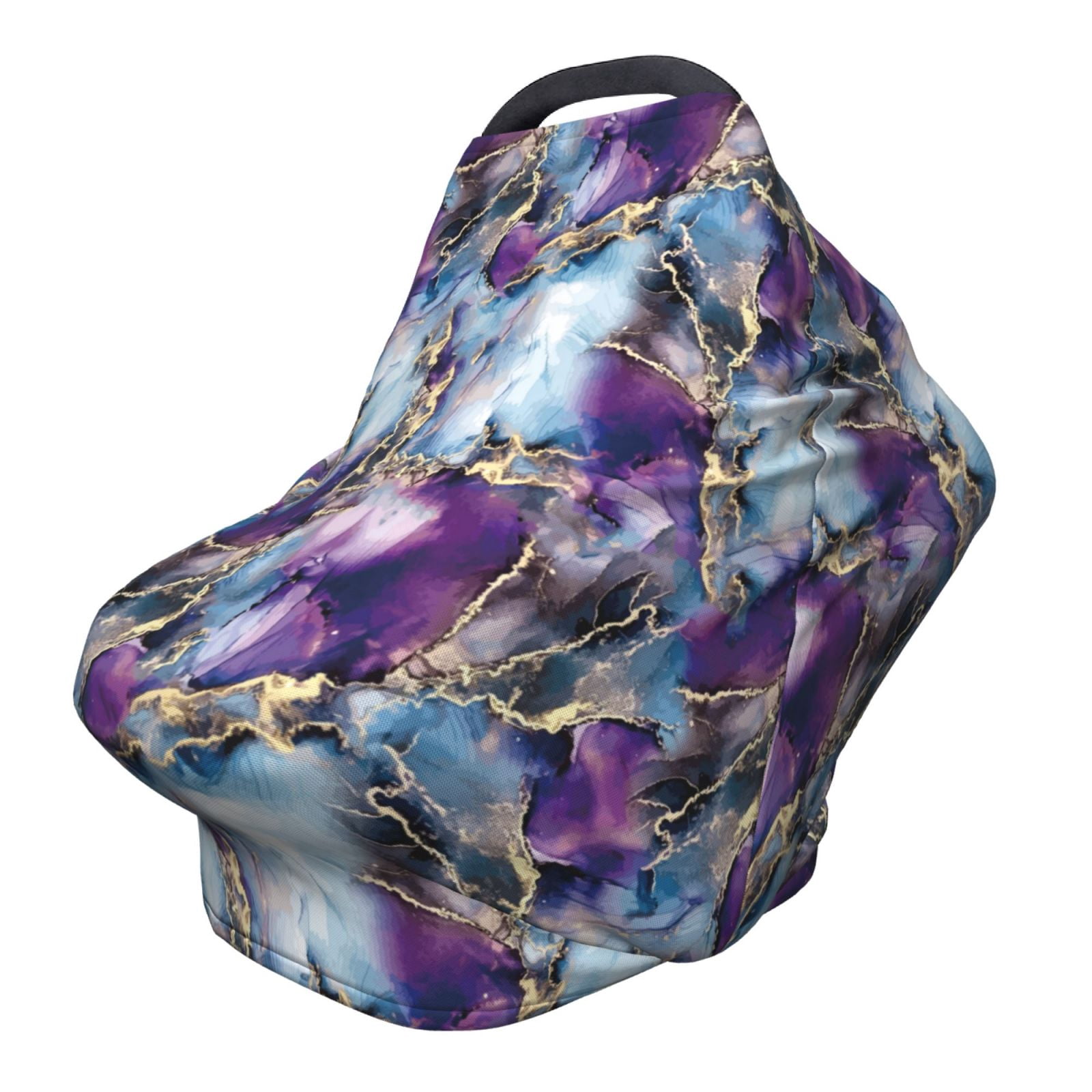 Fotbe Purple Marble Texture Pattern Car Seat Covers for Babies, Nursing Breastfeeding Cover Infant Carseat Canopy, Soft Stretchy Carrier Cover