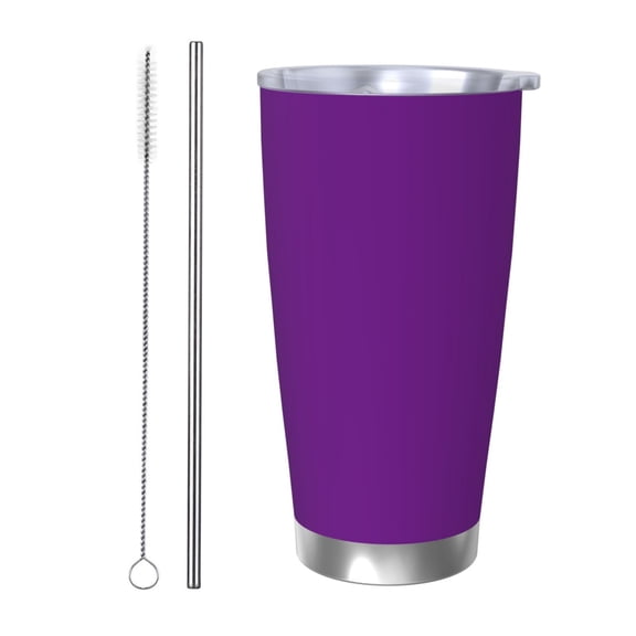 Fotbe Purple Pattern 20 oz Tumbler Stainless Steel Vacuum Insulated Coffee Ice Cup Double Wall Travel Flask Leak-proof Coffee Cup-Straw Two-piece Set
