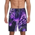 thumbnail image 1 of Fotbe Purple Pattern White Tiger Pajama Shorts for Men, Men's Pajama Bottoms, Sleepwear,Short Pajama Pants-Large, 1 of 9