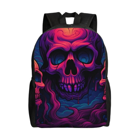 Fotbe Purple-Red Skull Travel Laptop Backpack, Business Slim Sturdy Laptops Backpack, Water Resistant College School Computer Bag Gift for Men & Women Fits 15.6 Inch Notebook