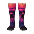 thumbnail image 1 of Fotbe Purple-Red Skull print Women's Men's Novelty Crew Socks Cotton Socks Knee High Socks for Walking,Running,Nurses,Pregnancy, 1 of 8
