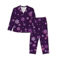 thumbnail image 1 of Fotbe Purple Snow Flakes Pattern Long Sleeve Pajama Set for Women,Sleepwear Set,2-piece Loungewear Set,Soft PJs Comfy Nightwear with Pockets -XX-Large, 1 of 7