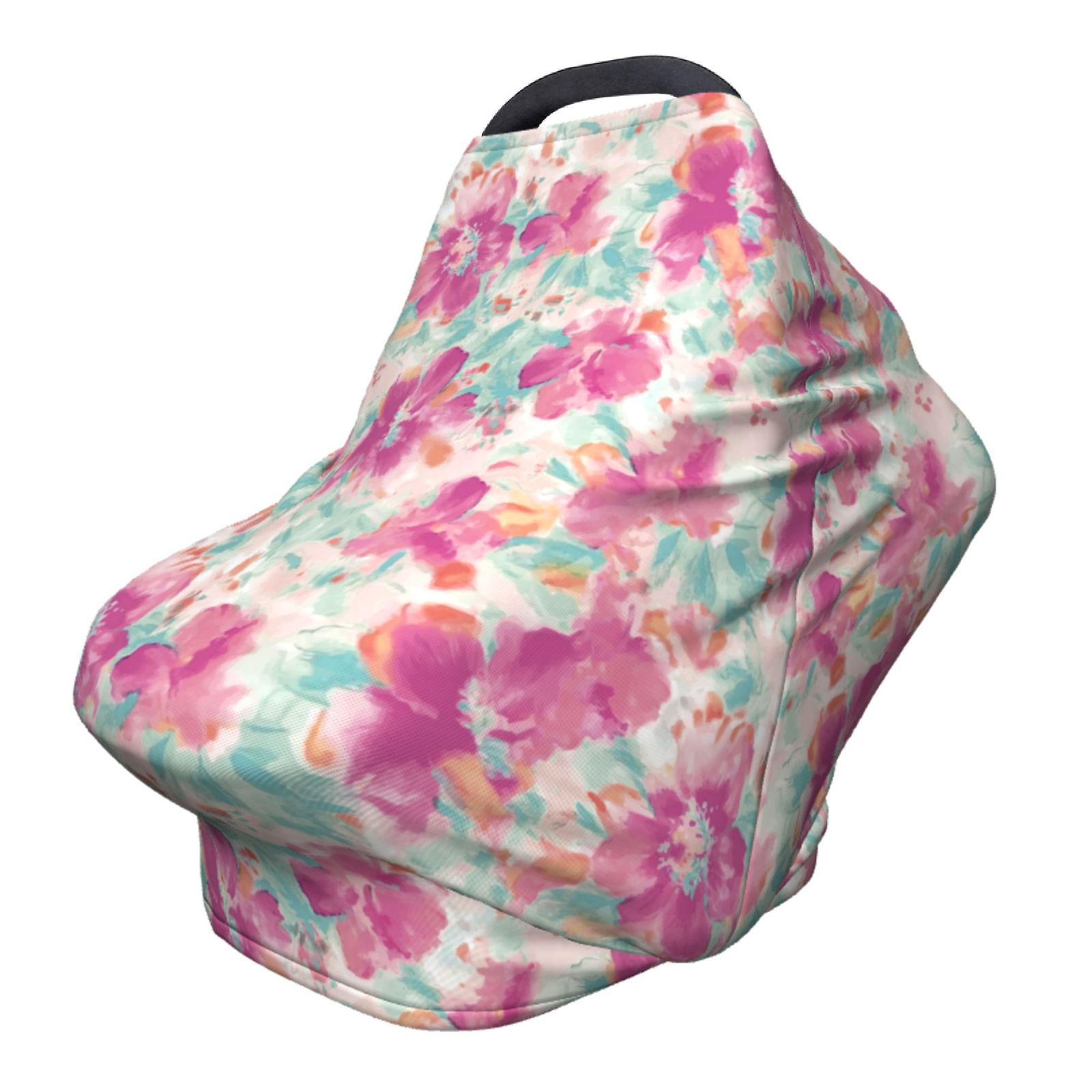 Fotbe Purple Watercolor Flowers Pattern Car Seat Covers for Babies, Nursing Breastfeeding Cover Carseat Canopy, Soft Stretchy Carrier Cover