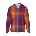 thumbnail image 1 of Fotbe Purple Yellow Buffalo Plaid Men's Women's UPF 50+ Sun Protection Jacket Hooded Cooling Shirt with Pockets Hiking Outdoor Performance-XX-Large, 1 of 9
