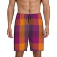 thumbnail image 1 of Fotbe Purple Yellow Buffalo Plaid Pajama Shorts for Men, Men's Pajama Bottoms, Sleepwear,Short Pajama Pants-XX-Large, 1 of 9