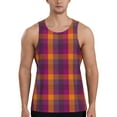 thumbnail image 1 of Fotbe Purple Yellow Buffalo Plaid Pattern Men's Quick Dry Workout Tank Top Gym Muscle Tee Fitness Bodybuilding Sleeveless T Shirt Breathable Workout Shirt-4X-Large, 1 of 9