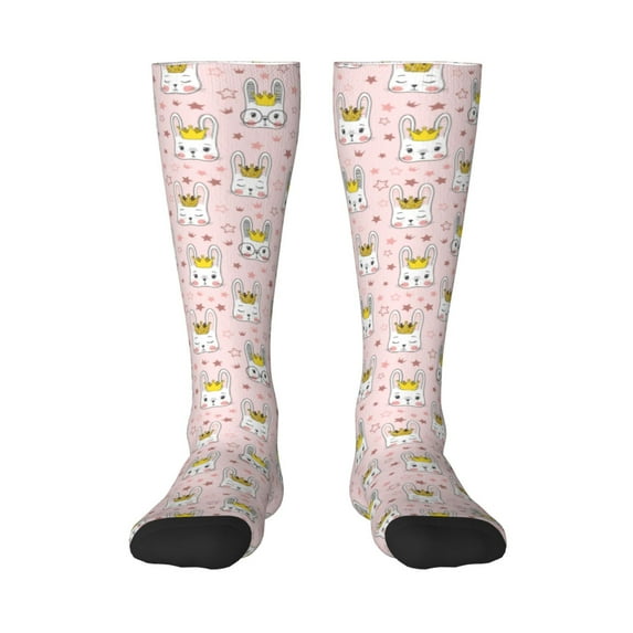 Fotbe Queen For Rabbit print Women's Men's Novelty Crew Socks Cotton Socks Knee High Socks for Walking,Running,Nurses,Pregnancy