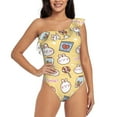 thumbnail image 1 of Fotbe Rabbit And Candy Women's One Piece Swimsuits One Shoulder Swimwear Ruched Tummy Control Bathing Suits Cutout Monokini-Medium, 1 of 7