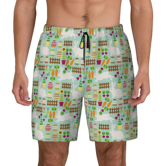 Fotbe Rabbit And Carrot Men’s Swim Trunks Quick Dry Swim Shorts Board Shorts with Mesh Lining-XX-Large